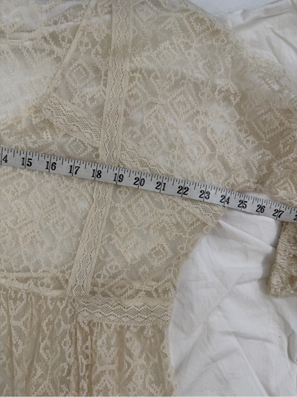 ANTHROPOLOGIE MAEVE San-Michel Lace Duster Dress Coverup Ivory White L - Picture 12 of 16